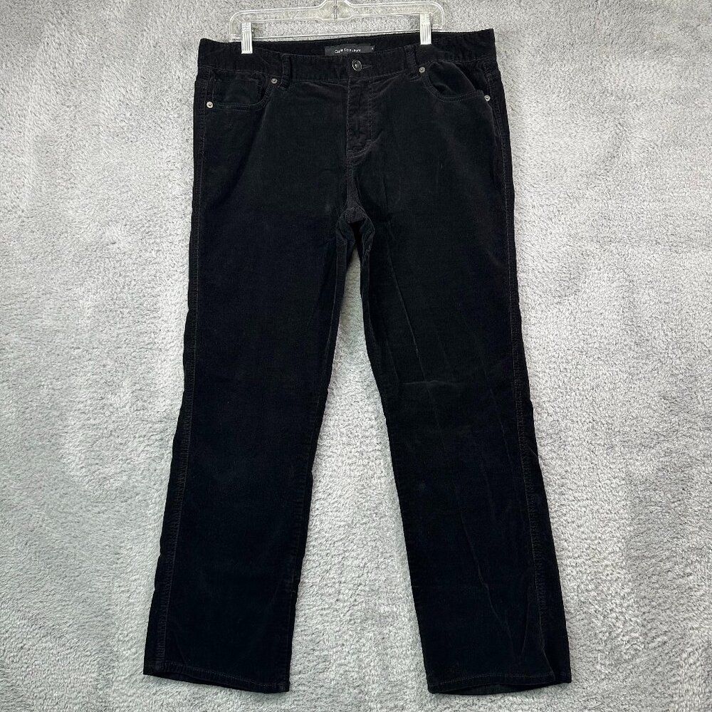 Calvin Klein Jeans Women's‎ Black Micro Corduroy Straight Leg Pants Size 16